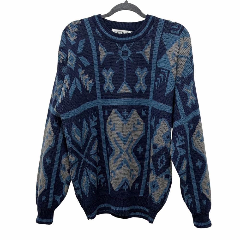 Vintage Grandpa Geometric Crewneck Sweater - 80’s - Great Condition - XL